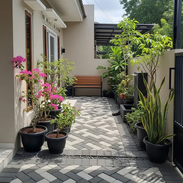 6 Inspirasi Taman Samping Rumah yang Cantik Tanpa Perlu Perawatan Harian