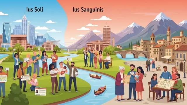 Ilustrasi Perbedaan Asas Ius Soli dan Ius Sanguinis. Foto: AI Generated