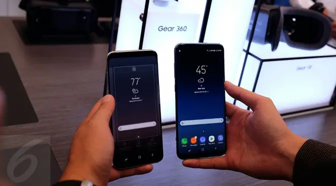 Bodi Depan Samsung Galaxy S8 dan Galaxy S8 Plus. (Liputan6.com/Iskandar)
