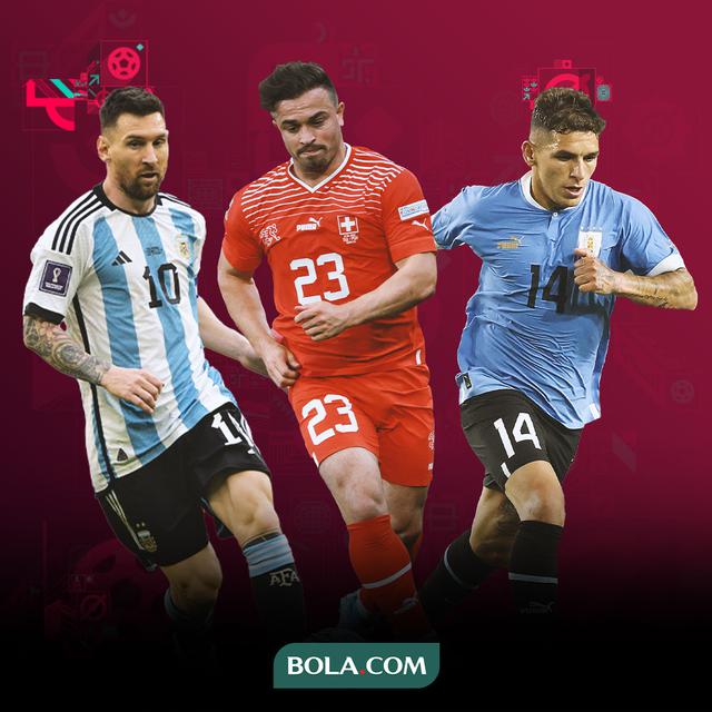 Ilustrasi - Xherdan Shaqiri, Lucas Torreira, Lionel Messi