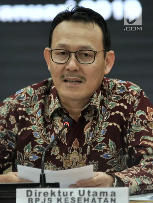 Dirut BPJS Kesehatan Fachmi Idris saat menggelar konpers terkait pemutusan kerjasama antara rumah sakit yang belum terakreditasi dan BPJS Kesehatan di gedung Kementerian Kesehatan, Jakarta, Senin (7/1). (Merdeka.com/Iqbal S. Nugroho)