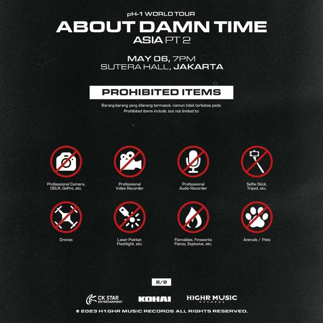 Daftar Barang Terlarang dalam Konser pH-1 di Indonesia (Instagram/ ckstar.id)