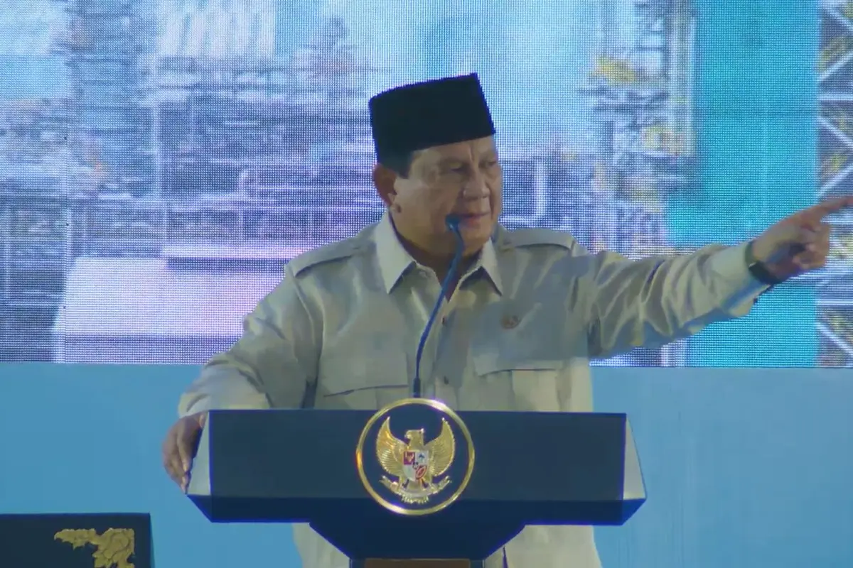 Presiden Prabowo Subianto dalam peresmian RDMP Pertamina di Balikpapan.