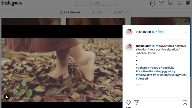 Unggahan Thalita Latief. (Foto: Instagram @thalitalatief)