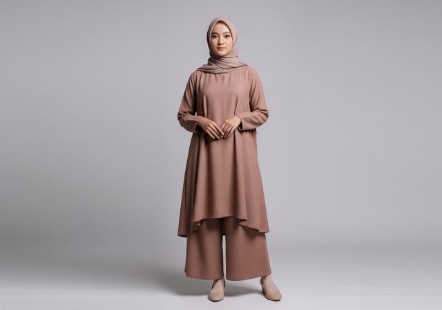 1. Gamis Tunik Oversize dengan Potongan Loose
