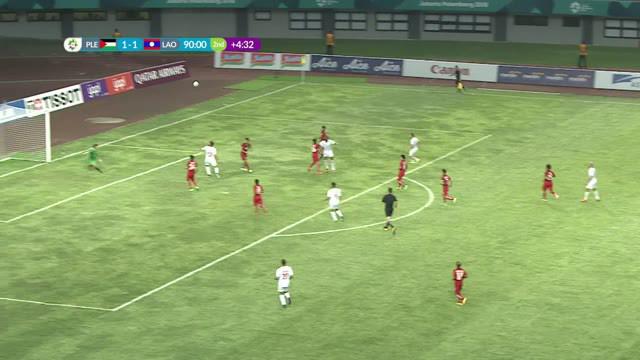 Berita video momen gol tandukan spektakuler pemain Palestina, Abdallatif Albahdari, saat menghadapi Laos pada cabang sepak bola putra Asian Games 2018.