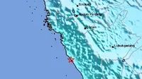 Gempa Magnitudo 5,6 dengan parameter update M5,3 mengguncang wilayah Lengayang, Pesisir Selatan Sumbar, Kamis (2/3/2023). (Liputan6.com/ BMKG)