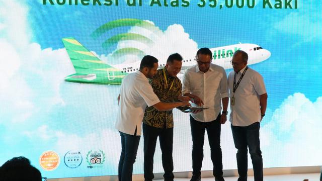 Fasilitas Free WiFi Onboard ini diujicoba pada pesawat Citilink, dengan kode penerbangan QG 684 tujuan Jakarta-Denpasar. Liputan6.com/Maulandy
