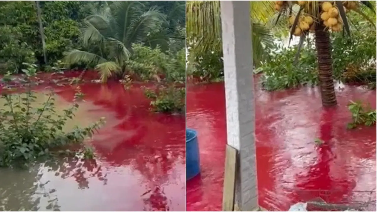 Banjir Berwarna Merah Seperti Darah Ini Bikin Geger, Warga Selidiki Sumbernya