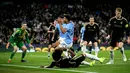Hingga akhir babak pertama, keunggulan 1-0 untuk Manchester City tidak berubah. (Oli SCARFF/AFP)