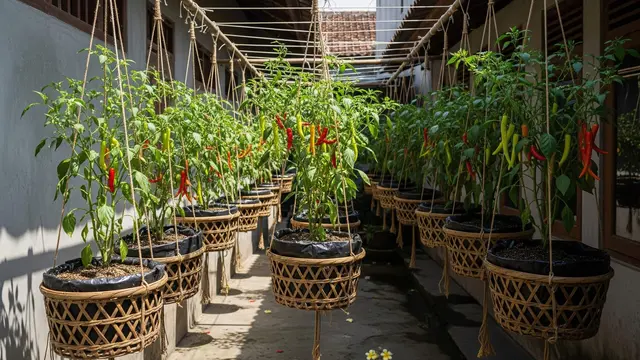 Model Kebun Cabai Gantung di Lahan Sempit