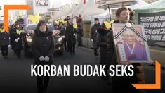 Aksi unjuk rasa menuntut agar Jepang lebih sepenuhnya mengakui penderitaan yang disebut "wanita penghibur," eufemisme yang diberikan kepada para wanita oleh Jepang dan dianut oleh sejumlah korban yang semakin berkurang selama istilah "budak seks."