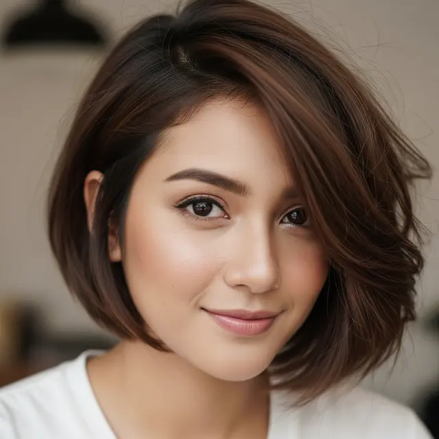 Model Rambut Wanita Bob Panjang Sebelah