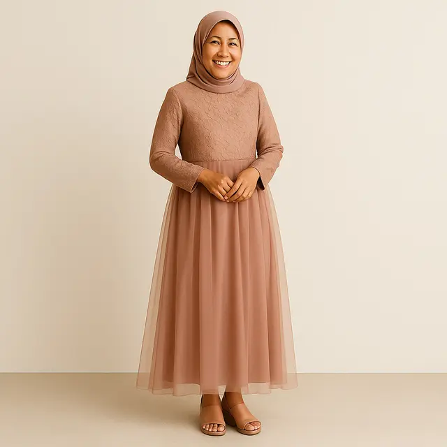 Rekomendasi Gamis Brokat di Dada untuk Ibu-Ibu Usia 40 Tahun/via AI