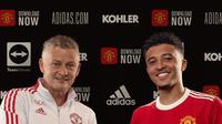Jadon Sancho resmi bergabung dengan Manchester United. (Twitter Manchester United).
