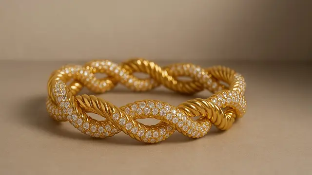 Model Gelang Emas 5 Gram 18 Karat Model Twist Rope dengan Zirconia/ Ilustrasi AI