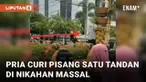 Aksi tidak terpuji dilakukan seorang pria di ruang publik. Terjadi saat gelaran acara nikah massal sebagai rangkaian peringatan Hari Jadi Kota Madiun ke-104. Pria tersebut mencuri satu tandan pisang yang menjadi hiasan acara.