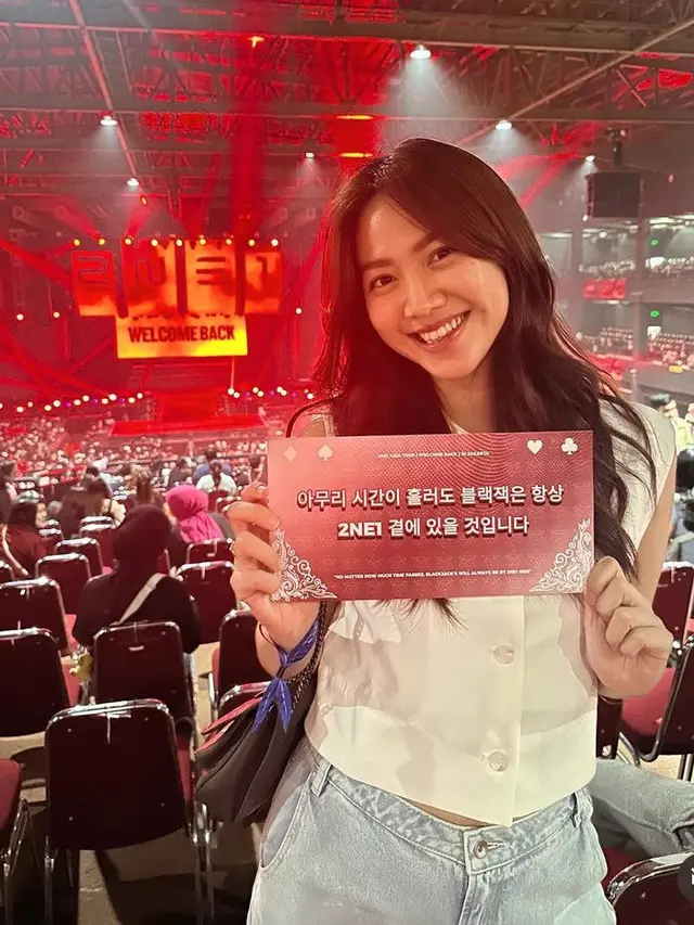 Gaya OOTD Konser Publik Figur Menyaksikan 2NE1 di Jakarta.