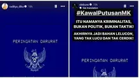 Artis Ini Ikut Kawal Putusan MK di Media Sosial. (Sumber: Instagram/raditya_dika/elelrumi)