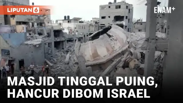 Wilayah Gaza terus dibombardir serangan udara militer Israel. Sejumlah bangunan hancur berantakan termasuk sebuah masjid yang tinggal puing usai terkena ledakan roket.