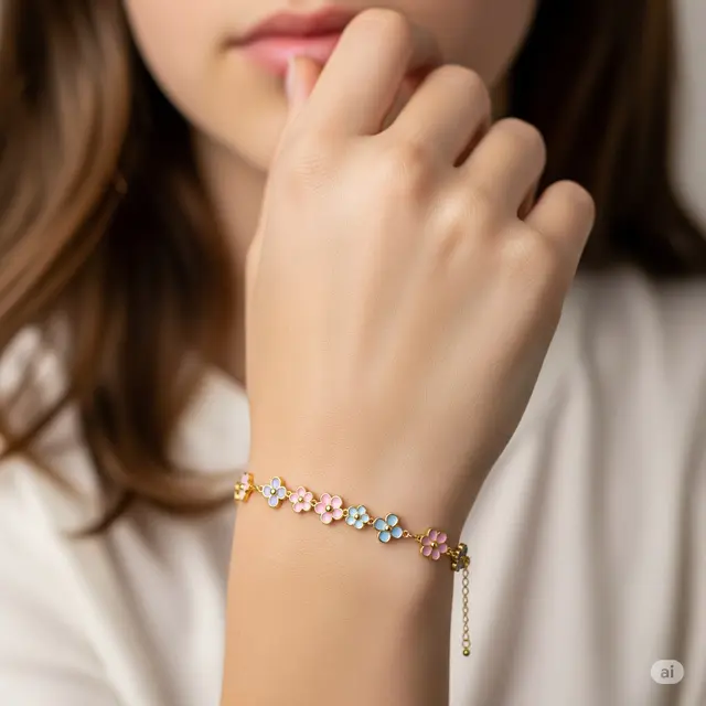 Gelang Enamel Bunga Warna-Warni