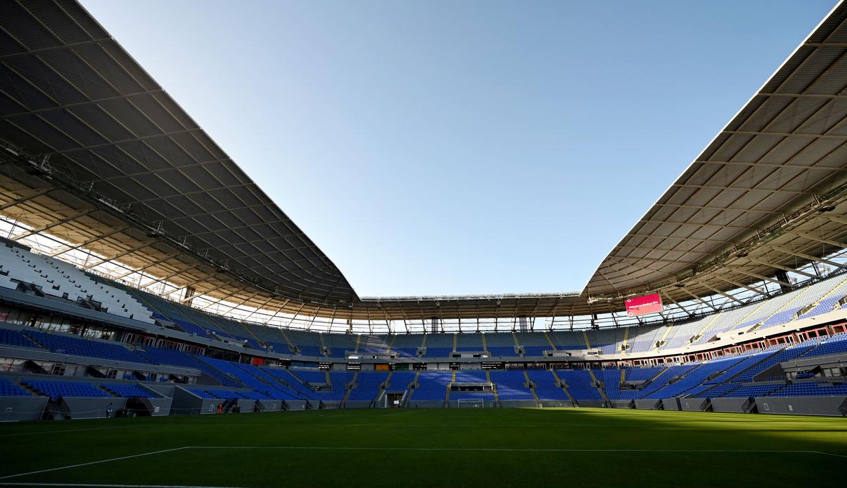 Stadion 974 yang terletak di Ras Abu Aboud dan berdekatan dengan pelabuhan Doha ini dirancang oleh Fenwick Iribarren Architects. (AFP/Gabriel Bouys)