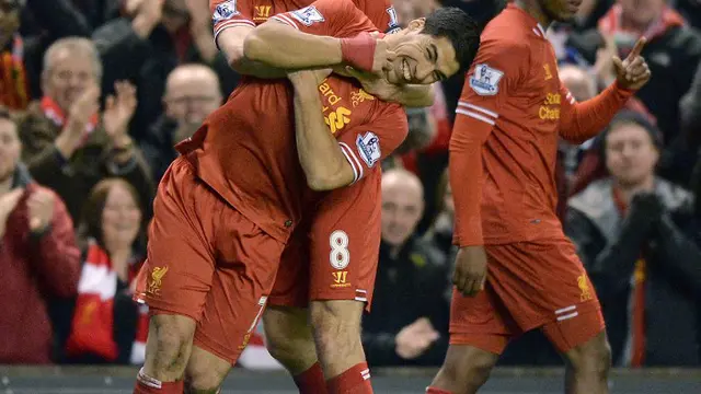 Steven Gerrard, Luis Suarez dan Daniel Sturridge
