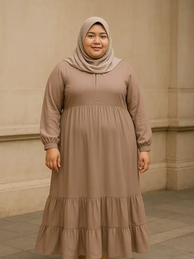 Gamis Ruffle Layer di Bagian Bawah (Foto: Rizka Nur Laily via ChatGPT)