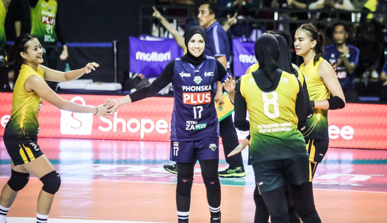 Kemenangan ini memastikan Petrokimia mencetak hattrick gelar juara secara berturut-turut. (Dok. PBVSI)