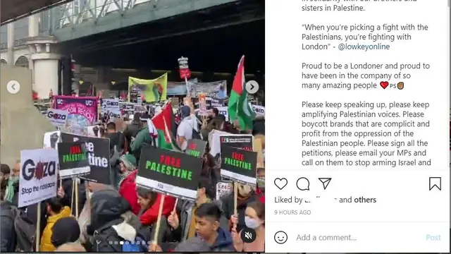 Unggahan Hannah Al Rashid saat ikut demo Bela Palestina. (Instagram/ hannahalrashid)