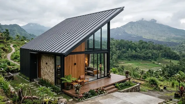 Model Rumah Minimalis dengan Atap Miring Minimalis Kekinian
