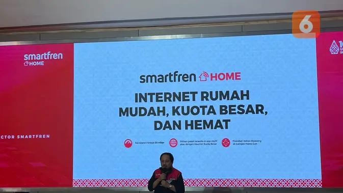 <p>Presdir Smartfren Merza Fachys menjelaskan tentang kehadiran Smartfren Home di Jakarta. (/ Agustin Setyo Wardani)</p>