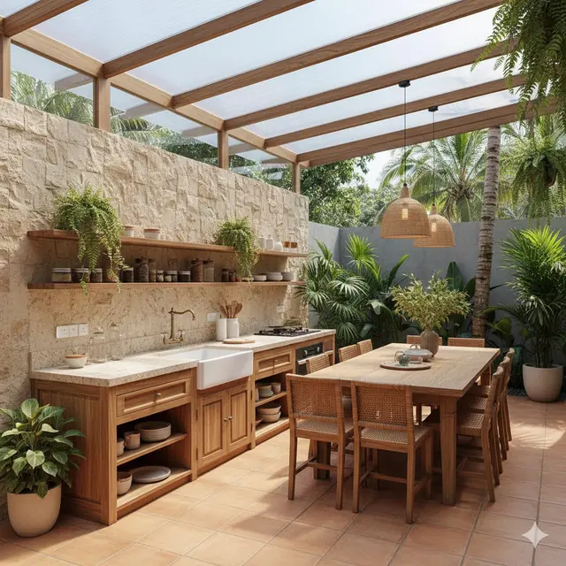 Inspirasi Dapur Outdoor Ala Rumah Tropis