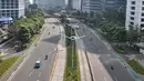 Suasana jalan protokol saat Hari Raya Idul Fitri 1444 Hijriah di Jalan MH Thamrin, Jakarta, Sabtu (22/4/2023).  (merdeka.com/Iqbal S. Nugroho)