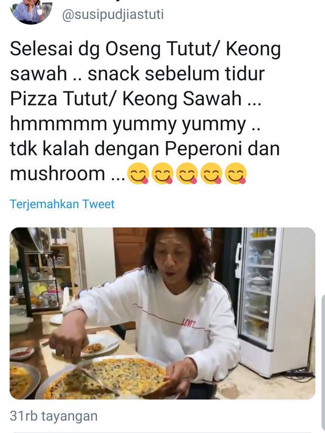 Unggahan Susi Pudjiastuti. (Foto: Twitter @susipudjiastuti)