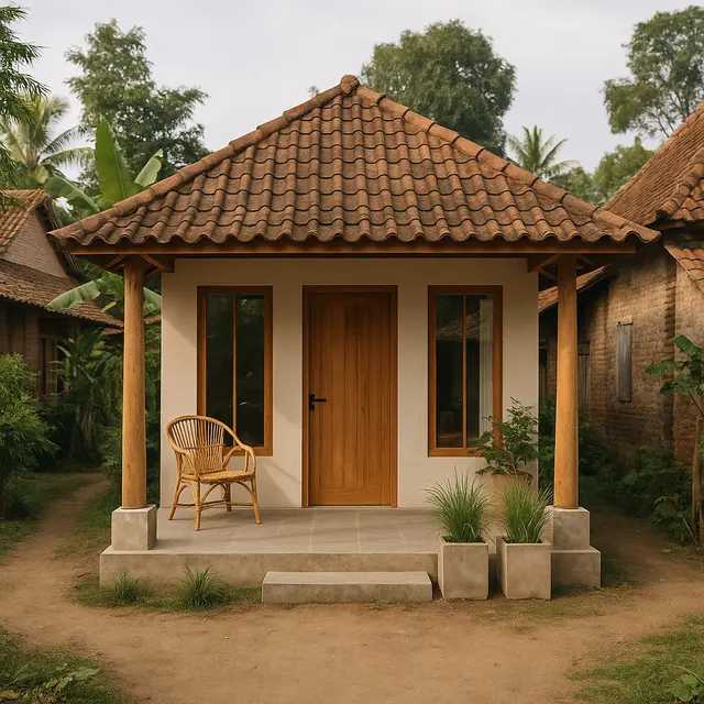 Model Rumah Sederhana tapi Indah di Kampung (Image by ChatGPT)