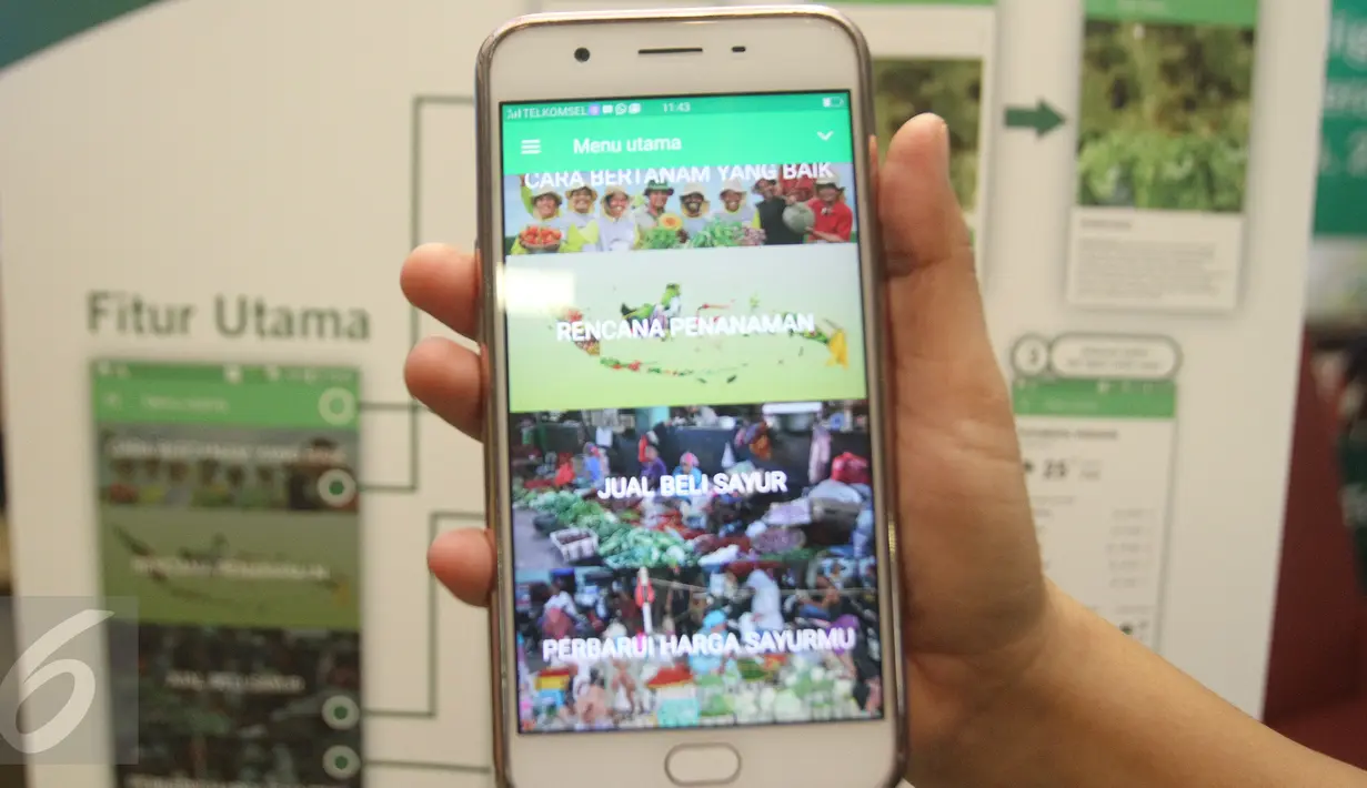 Model menunjukan aplikasi Sipindo saat peluncuran di Jakarta, Kamis (27/4). Ewindo bersama Prisma mengembangkan aplikasi Sipindo dengan fitur yang memudahkan petani mengakses informasi. (Liputan6.com/Angga Yuniar) 