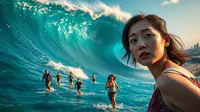 penyebab terjadinya tsunami ©Ilustrasi dibuat AI