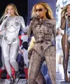 Beyonce kerap mengenakan pakaian bodysuit sebagai ciri khas saat konser dunianya tersebut. Ada berbagai macam model bodysuit yang tak biasa. @beyonce