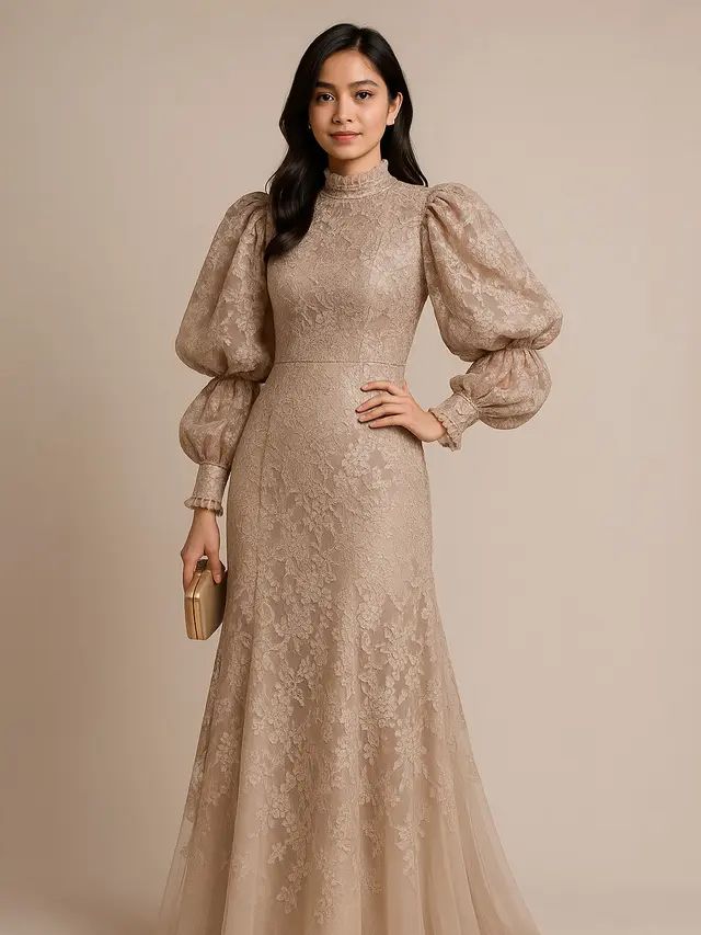 Long dress brokat non hijab (Image by ChatGPT)