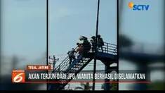 Aksi heroik dilakukan sejumlah pengemudi ojek daring dan polisi di Tegal, Jawa Tengah. Mereka dengan sigap menyelamatkan seorang wanita yang akan terjun dari atas JPO.