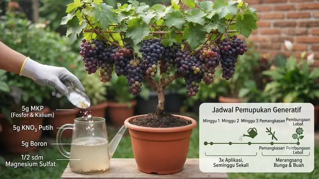 Cara Membuat Pohon Anggur Pendek Tapi Penuh Dompolan Buah
