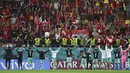 Skor 3-1 untuk Austria bertahan hingga wasit meniupkan peluit panjang. Kemenangan ini membawa Austria untuk sementara memuncaki klasemen Grup C Euro 2020. (Marko Djurica/Pool via AP)