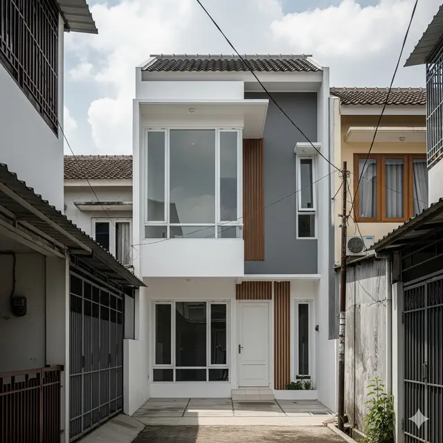 Inspirasi Rumah Estetik Sederhana 2 Lantai 5x8 di Gang