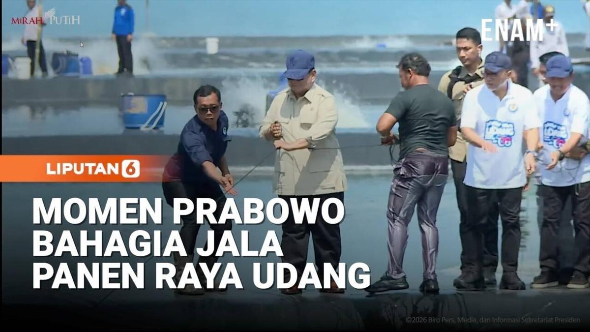 Bahagia Presiden Prabowo Kuat Ikut Tarik Jala Panen Raya Udang di Tambak Kebumen