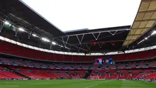 General view&nbsp;bagian dalam Stadion Wembley menjelang pertandingan UEFA Nations League, Liga B - Grup 2, antara Inggris dan Republik Irlandia di Stadion Wembley di London pada 17 November 2024. (Adrian Dennis/AFP)