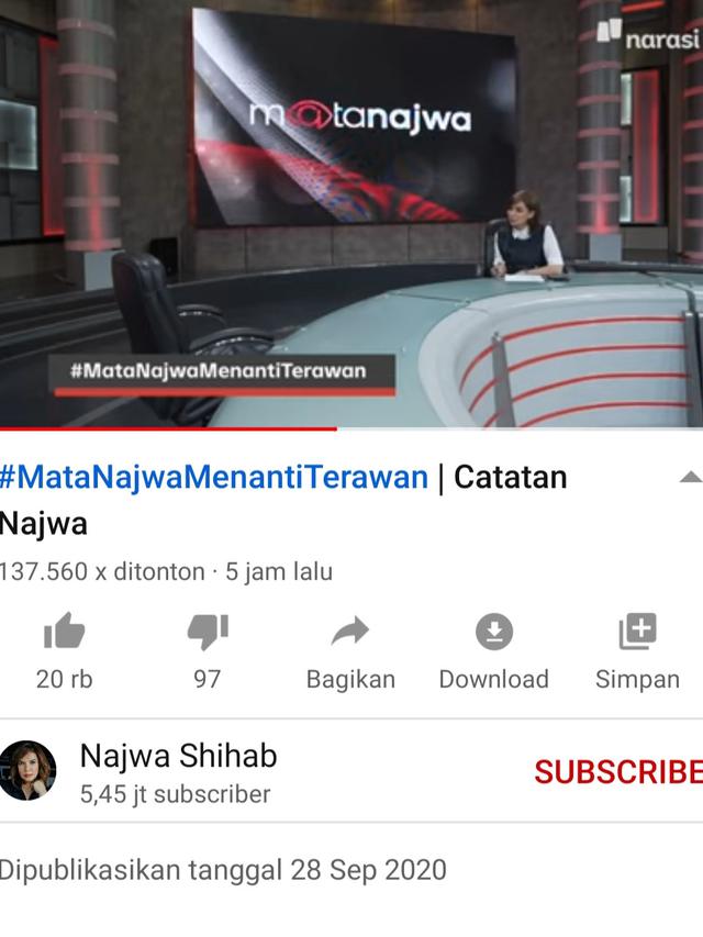 Unggahan Najwa Shihab. (Foto: YouTube Najwa Shihab)
