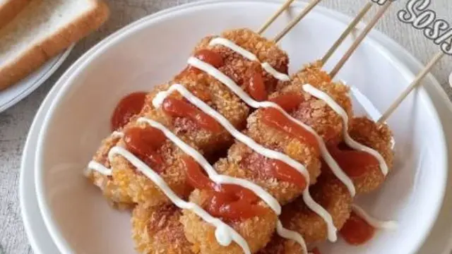 Sate Roti Tawar Sosis