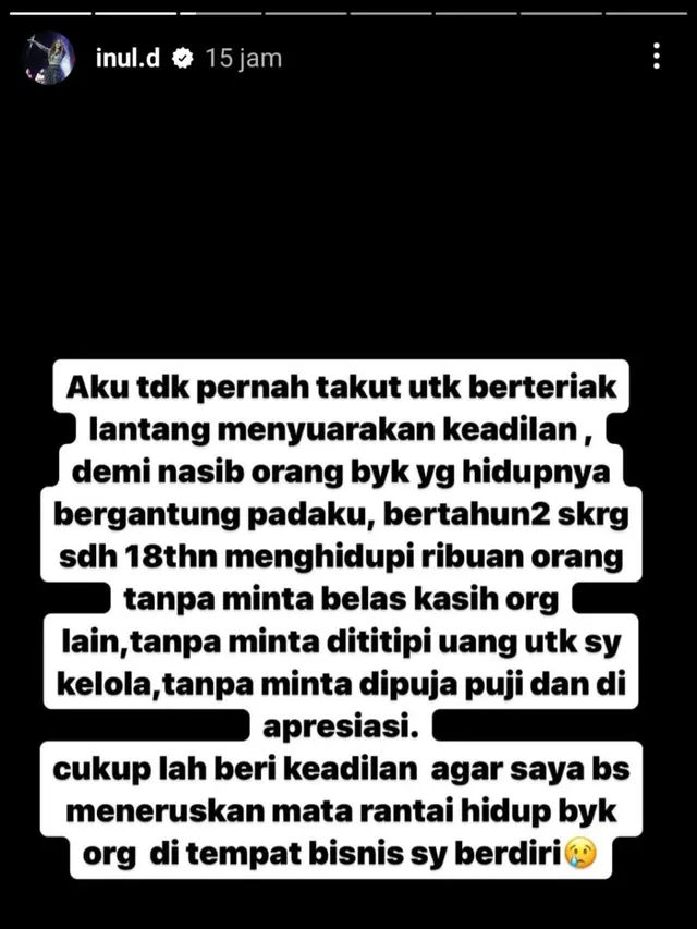 Unggahan Inul Daratista. (Foto: Dok. Instagram @inul.d)