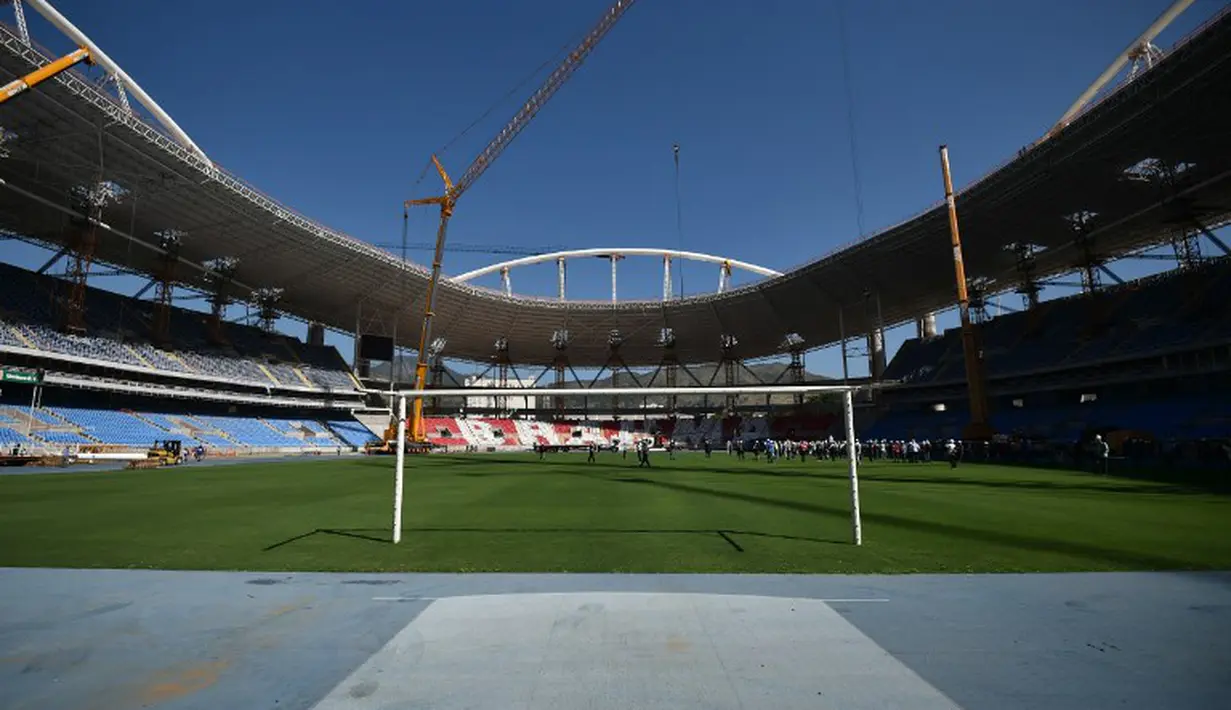 tampak persiapan Olympic Stadium untuk menyambut  Olimpiade 2016 Rio de janeiro mendatang, Selasa (21/04/2015). Sumber : AFP